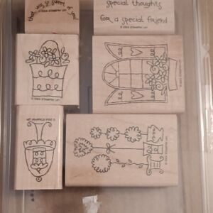Stampin' Up! Wooden Stamp Set - Black Floral and Sentiments